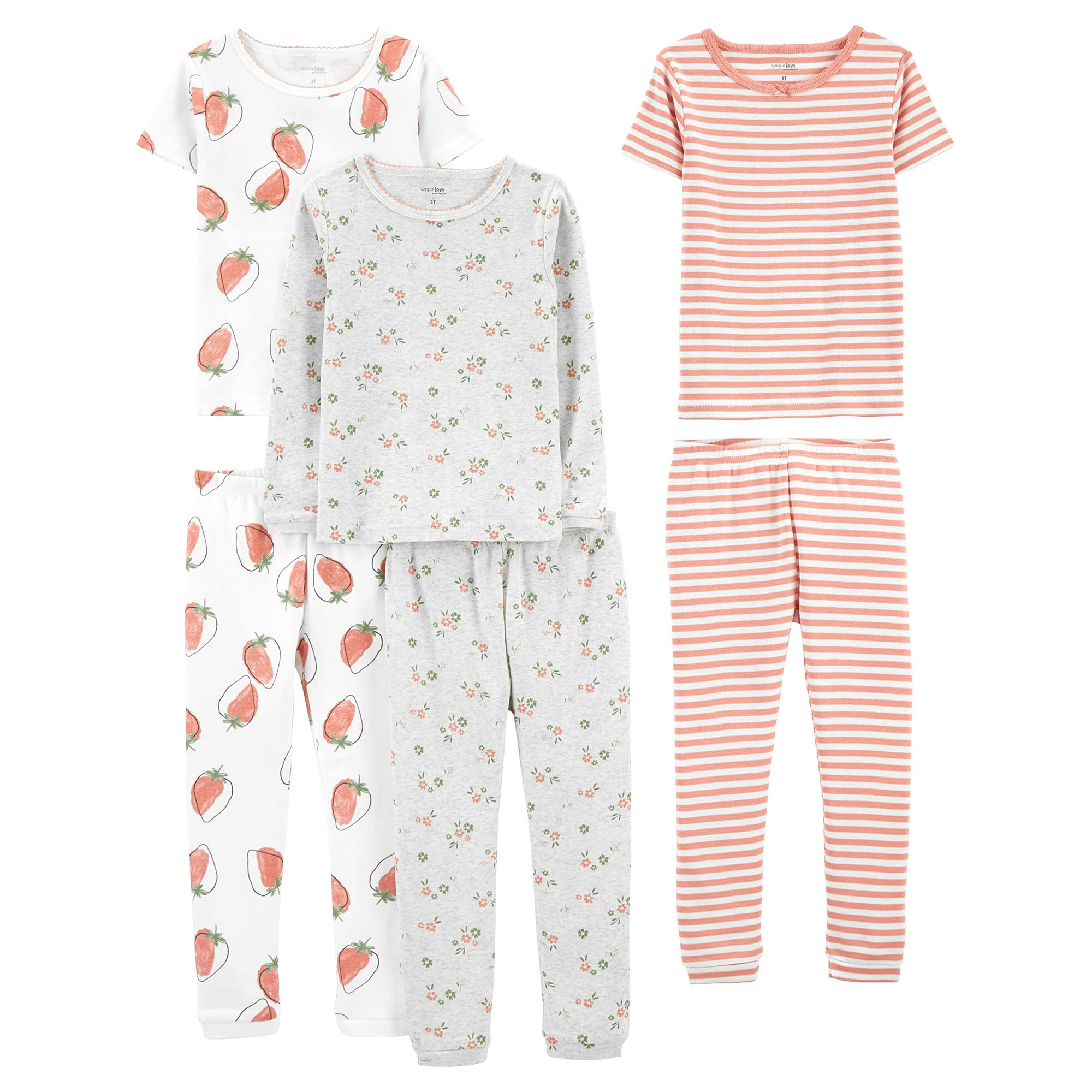 Simple Joys By Carter's - Set De Pijama Simple Joys De Carter's Girls De 6 A 9 Meses, 6 Unidades