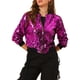 thumbnail image 5 of INSPIRE CHIC Chaqueta de Mujer con Lentejuelas Cierre de Cremallera Bolsillos Ocultos Chaqueta Bomber S Fucsia, 5 of 8