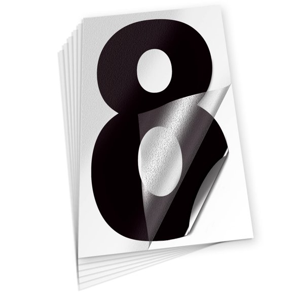 Calcomanías iSYFIX de vinilo negro número 8 (ocho) de 25 cm, paquete de 6