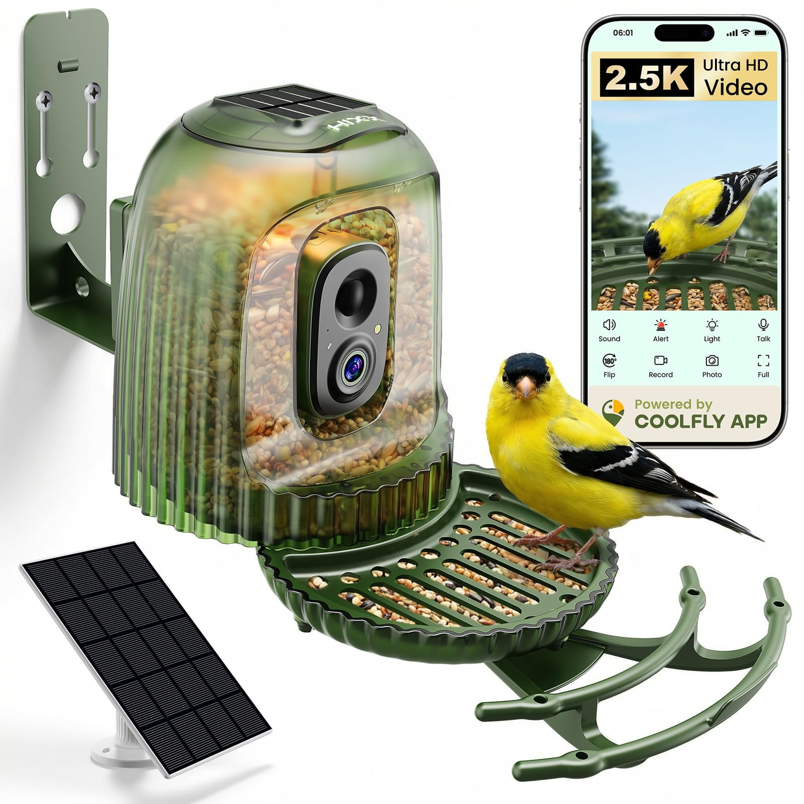 Comedero Inteligente para Aves HIXX con Cámara 2.5K y Energía Solar