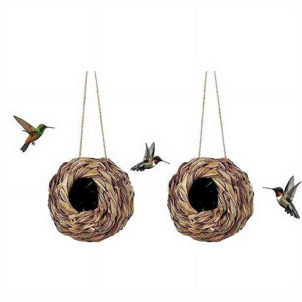 2pcs/3pcs/4pcs Hummingbird Nest House, Ball Shape, Hand Woven Hummingbird Houses For Outdoor Garden Yard