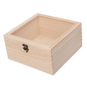 Bothyi - Caja De Madera Joyero Vitrina Caja De Almacenamiento Con Tapa De Vidrio 23Cmx23Cmx12Cm