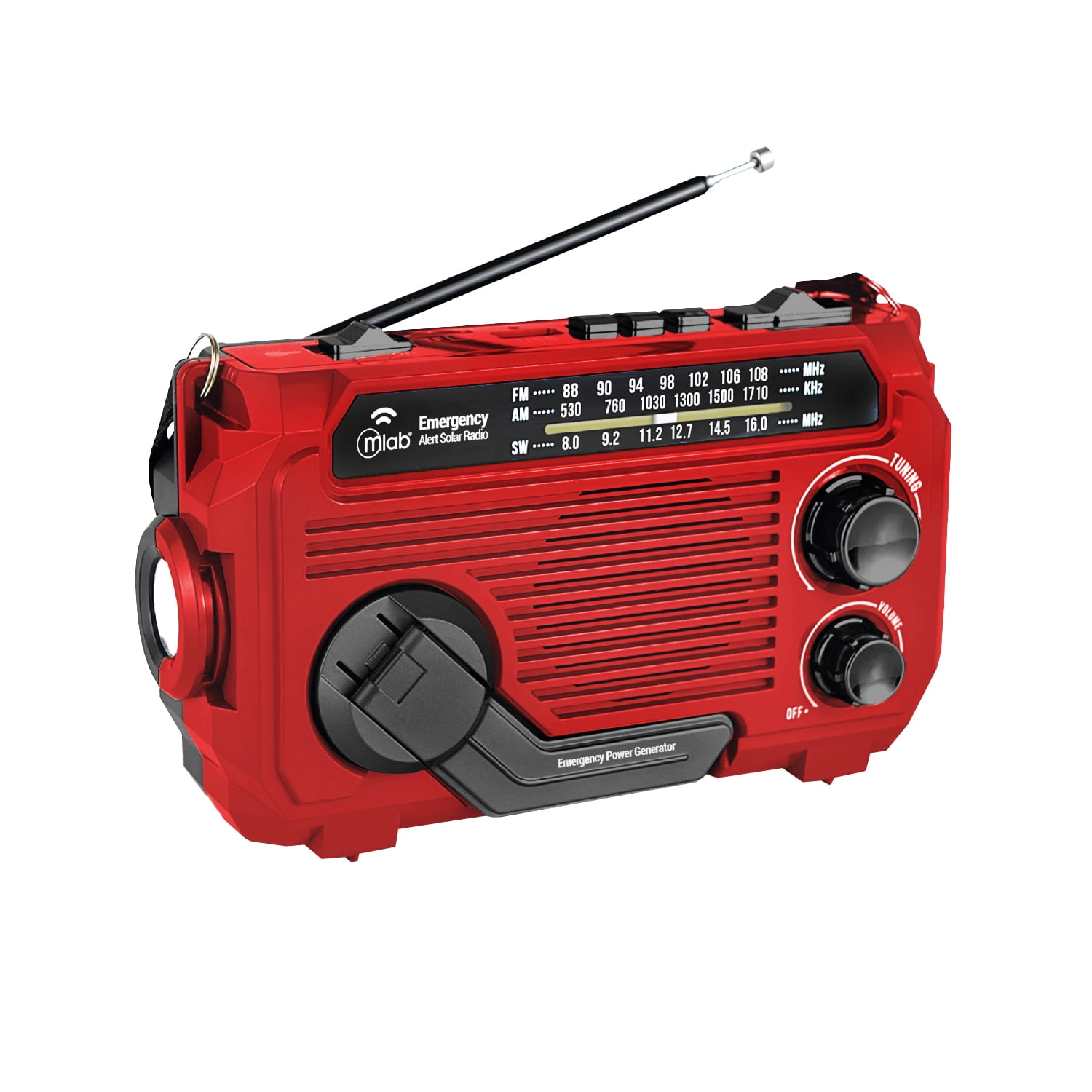 Radio Portatil Emergencia Con Dinamo Y Solar Recargable Con Linterna Mlab 9583