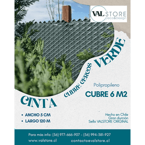 Valstore Deco Design - Cinta Cubre Cercos Verde Valstore Poliprop. Ancho 50Mm 6M2 Incl. Broches