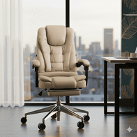 Tuspacehome.Cl - Silla Oficina Rey Beige Con Fusion Masajeador Escritorio Ejecutiva