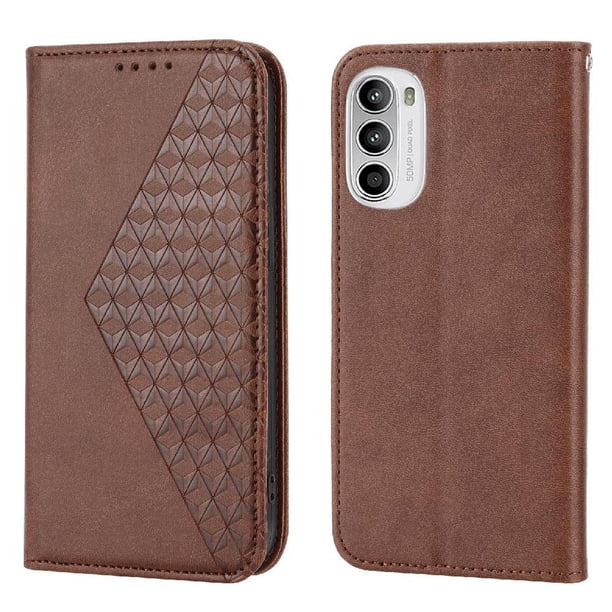 Funda Flip FOXDOCK para Motorola Moto G22 , Estilo Billetera con Diseño Rombo, Correa de Mano y Soporte, Uso Diario