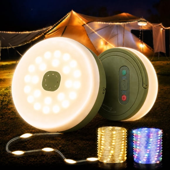 Luces de guirnalda para camping KUQIHUG de 10 m recargables, 8 modos