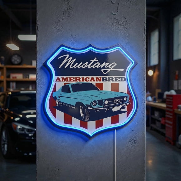 Letrero LED de placa American Art Decor Vintage Mustang American Breed