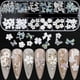 thumbnail image 1 of Flower Nail Art Charms 60pcs Nail Glitter Decals Decoration 3D Nail White Flower Mixed Design Acrylic Nail Stud Jewelry Salon Nail Accessories Supplies For Women DIY Manicures Tips, 1 of 3