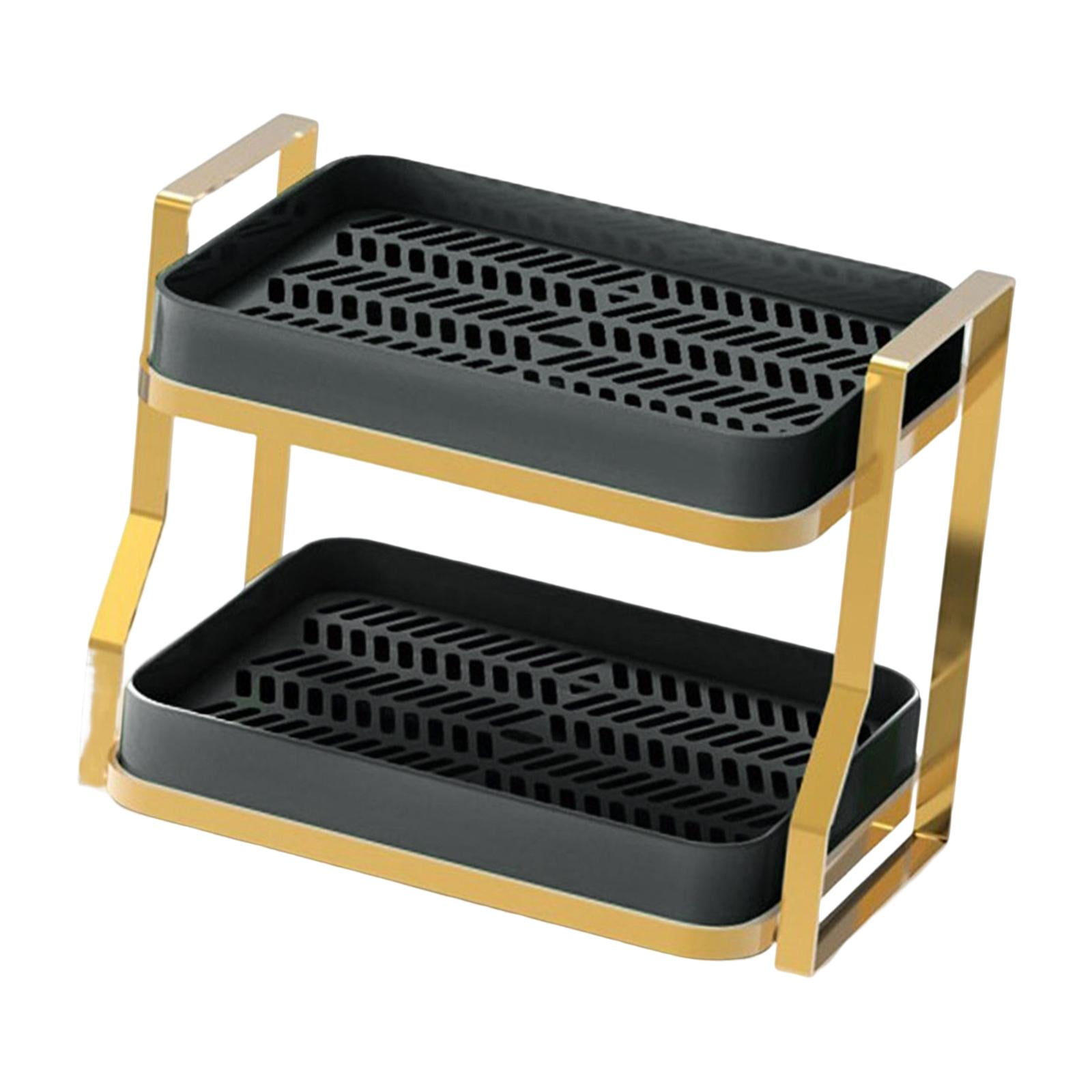 Magideal - Estante Organizador De Almacenamiento De Cocina Multifuncional, Estante De Almacenamiento De Fruta De Vajilla De 2 Niveles, Estante De Secado De Tazas , Negro