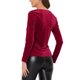 thumbnail image 3 of INSPIRE CHIC Tops de terciopelo para mujer con cuello de corazón elegante de manga larga T-Shirt M Rojo, 3 of 6