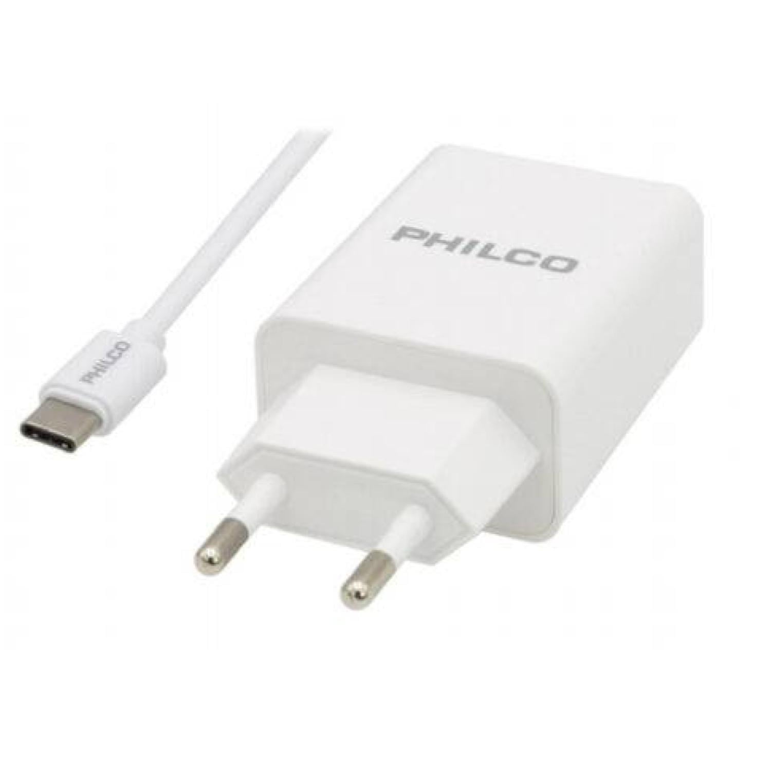 Philco - Cargador De Pared Usb Tipo C Carga Rapida Blanco