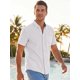 thumbnail image 4 of Camisas a Rayas de Manga Corta con Cuello Abotonado y Bolsillo en el Pecho para Hombre INSPIRE CHIC L Blanco, 4 of 5