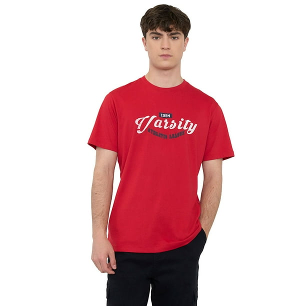 Polera Hombre R-Neck Print Rojo Corona