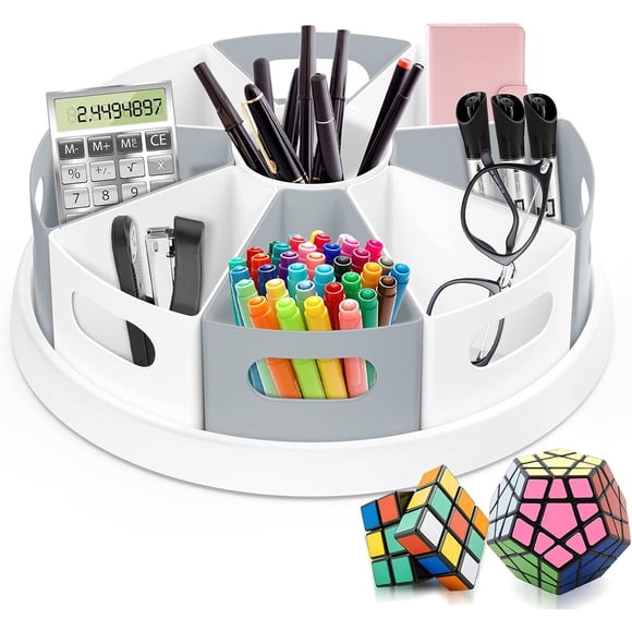 Organizador de Escritorio MeCids 360° ABS 30 cm 8 Compartimientos Gris