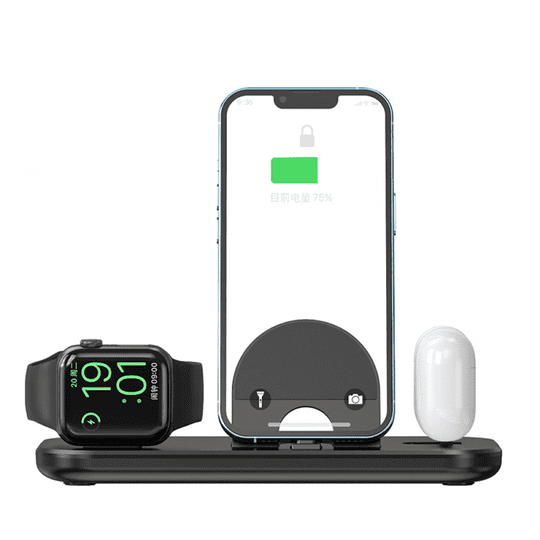 Genérico - Estación De Carga Inalámbrica Plegable 3 En 1 Para Iphone 15 14 13/samsung S23 22/apple Watch/airpods Pro - Base De Carga Rápida Y Soporte Dock-negro Para Iphone 15