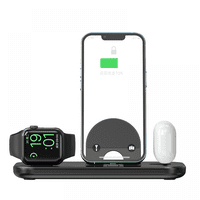 Genérico - Estación De Carga Inalámbrica Plegable 3 En 1 Para Iphone 15 14 13/Samsung S23 22/Apple Watch/Airpods Pro - Base De Carga Rápida Y Soporte Dock-Negro||Para Iphone 4-14
