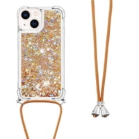 Funda Foxdock Para Iphone 15 Con Cuerda Ajustable, Brillo Líquido, Protección Antigolpes Y Lente – Ideal Para Regalo