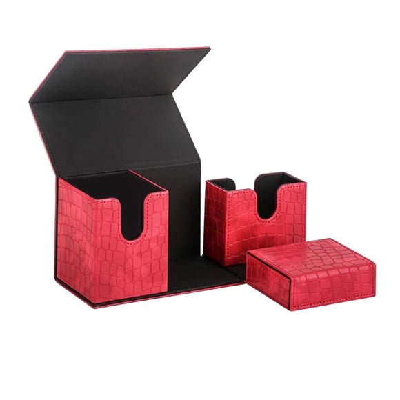 Trading Card Deck Box Con Dados Tray Organizer Case Trading Card Game Red