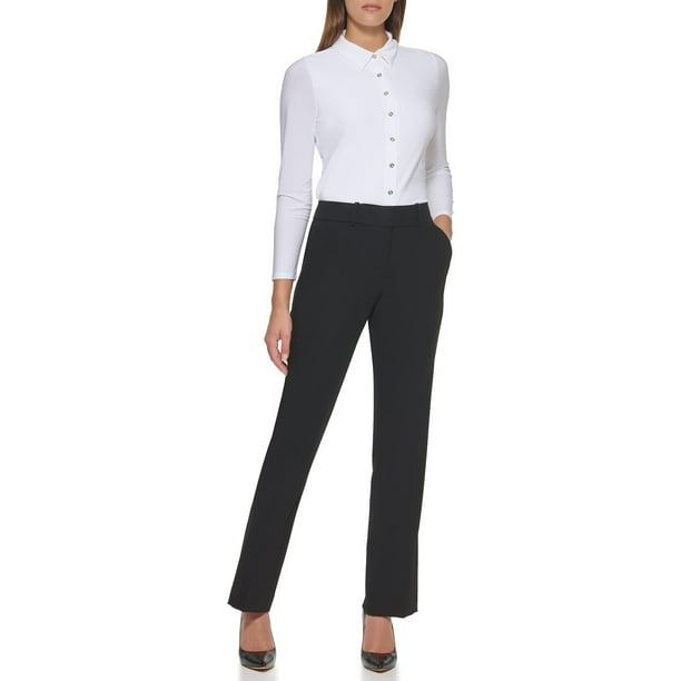 Pantalones Tommy Hilfiger de algodón liso con pernera negra, talla 6