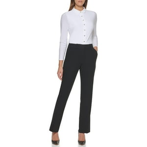 Pantalones Tommy Hilfiger De Algodón Liso Con Pernera Negra, Talla 6
