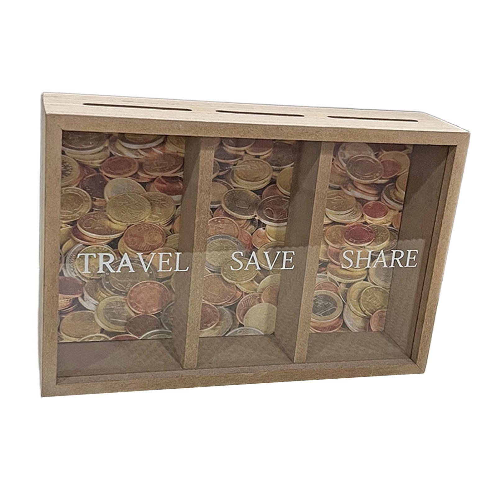 Bothyi - Alcancía De Madera Para Montar En La Pared, Ahorra Dinero Para Centro De Mesa, Dormitorio Infantil, Tres Rejillas