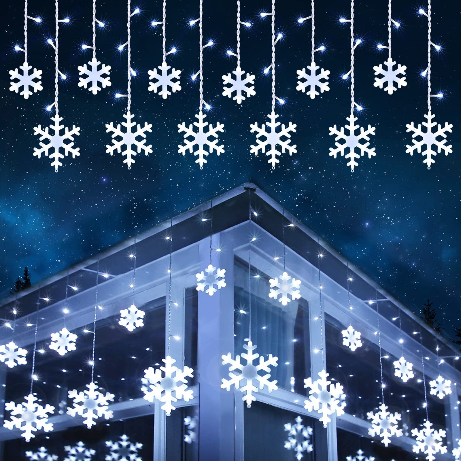 Luces Navideñas Con Forma De Copo De Nieve Toodour, 17,22 Pies, 264 Led, Para Exteriores