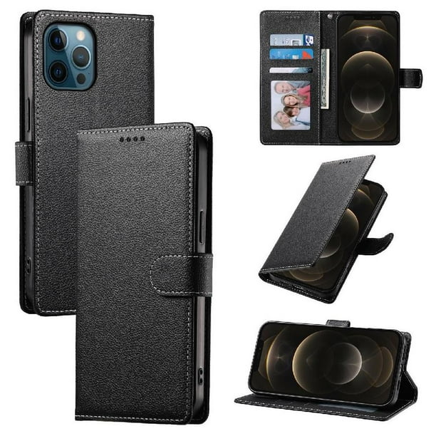 Funda Para Iphone 12 Pro– Cuero Premium, 3 Ranuras Para Tarjetas, Protección Contra Impactos