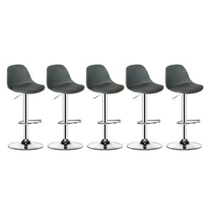 Global Latin Group - Pack 5 Silla Piso Bar Eame De Altura Regulable Con Respaldo Gris