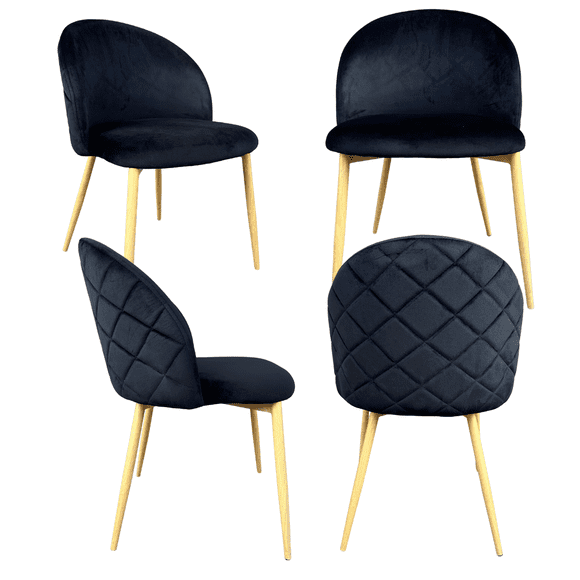 Pack De Sillas Nordem Velvet Wood - Negro - 4 Sillas