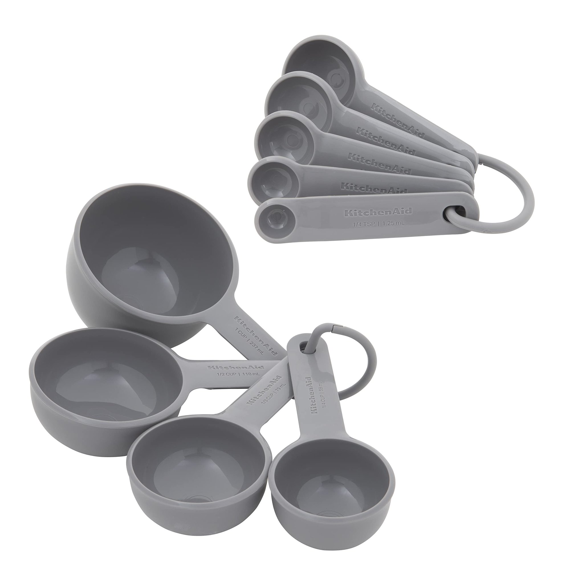 Juego De Tazas Y Cucharas Medidoras Kitchenaid Universal De 9 Piezas, Color Gris