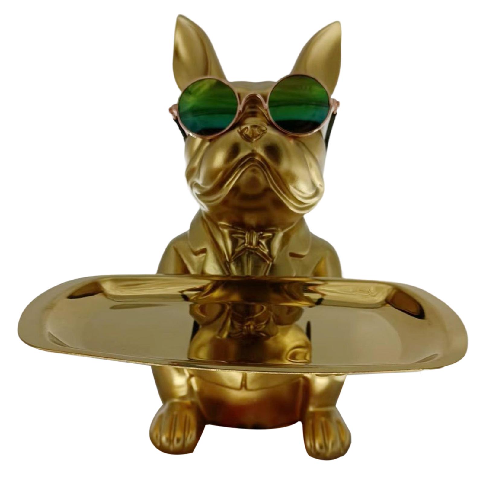 Magideal - Escritorio De Resina Para Perros, Bandeja De Almacenamiento Para Mesitas De Noche, Decoración Para Hogar, Arte Ornamental, 7,48X7,87X9,25 Pulgadas, Ban Dorado