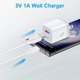 thumbnail image 2 of Cargador de pared USB Uenlio, 5 V, 1 A, 2 unidades, color blanco, 2 of 6