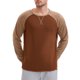 thumbnail image 5 of Camiseta de manga larga para hombre con bloques de color casual Raglán T-Shirt L marrón caqui, 5 of 6
