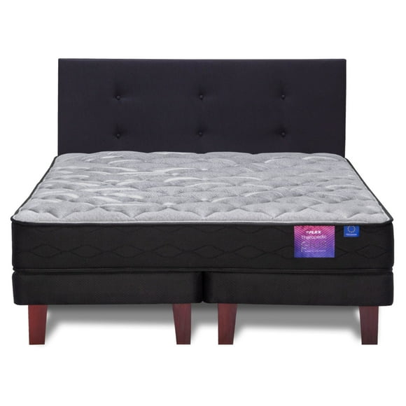 Cama Therapedic Plus 2 Plaza Base Dividida + Respaldo Royal Negro