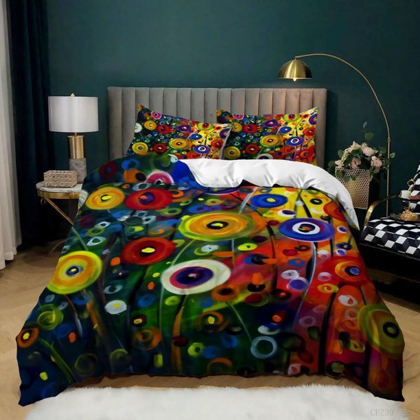 Abstract Oil Painting Quilt Duvet Cover Set Bedding Queen3-Piece Bedding Set