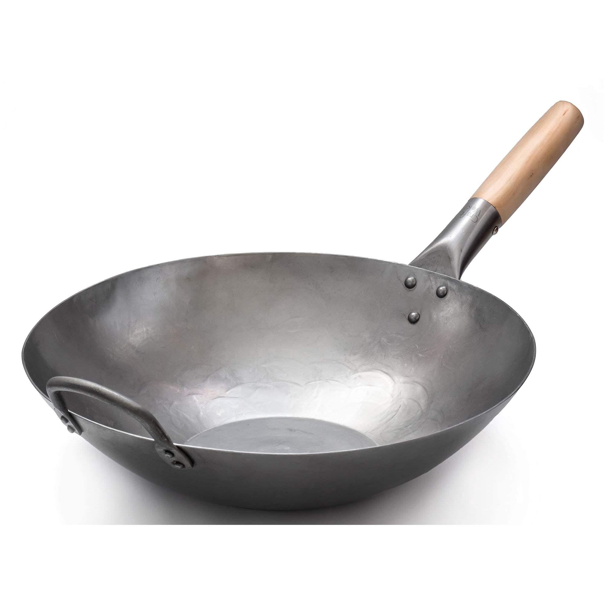 Wok Craft Wok, Plano, Martillado A Mano, De Acero Al Carbono, 36 Cm