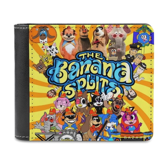 La Hora de Aventura de los Banana Splits Cartera de Cuero PU para Hombres, Tarjetero Bifold Delgado, Cartera Minimalista de Cuero Sintético Suave