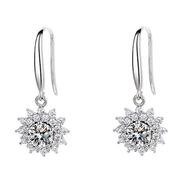 Moissanite Sunflower Drop Earrings 925 Sterling Silver Women's Summer Jewelry Mother's Day Proposal Engagement Wedding Anniversary Birthday Gift