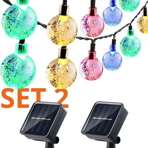 Genérico - Set 2 Guirnalda Solar Gotitas Rgb 50 Led Jardin 6 Metros