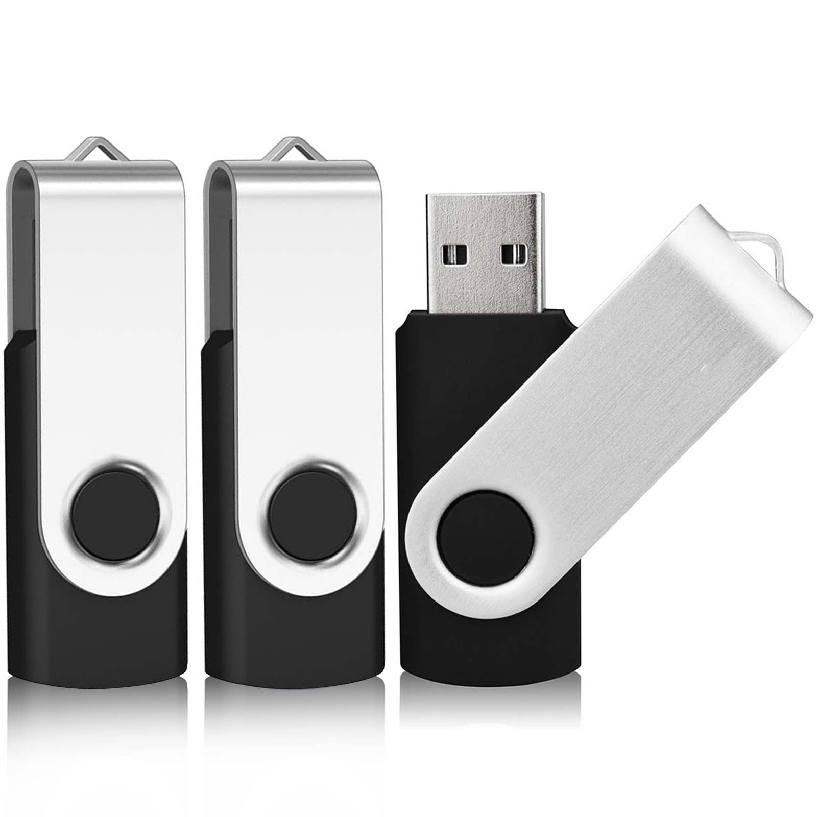 Unbranded - Pendrive De 16 Gb, Paquete De 3 Unidades, Memoria Usb Metálico Usb 2.0 Para Almacenamiento De Aatos, Portátil Y Plug & Play (negro)