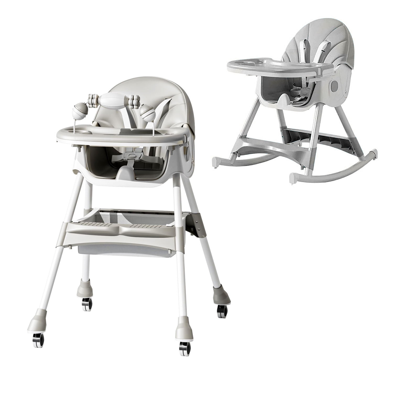 Mundo Online - Silla Comer Bebe Doble Altura Safe Baby Mecedora Reclinable Gris