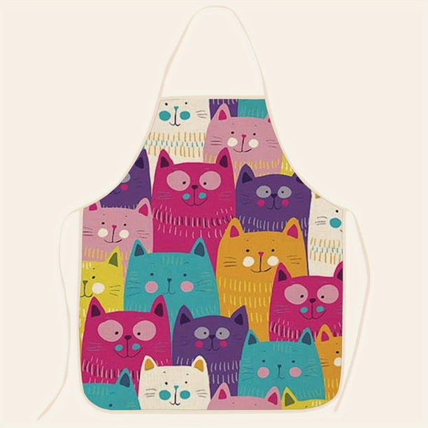 1pc Polyester Cartoon Cat And Dog Apron, Adjustable Oil & Stain Resistant Halter Apron For Chef Gardening Cooking Baking Florist Shop Painting Pinafore Barista, Bib Overalls