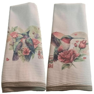 Dcobre - Pack 2 Paños Cocina En Cobre Algodón, Colibrí Y Rosa.