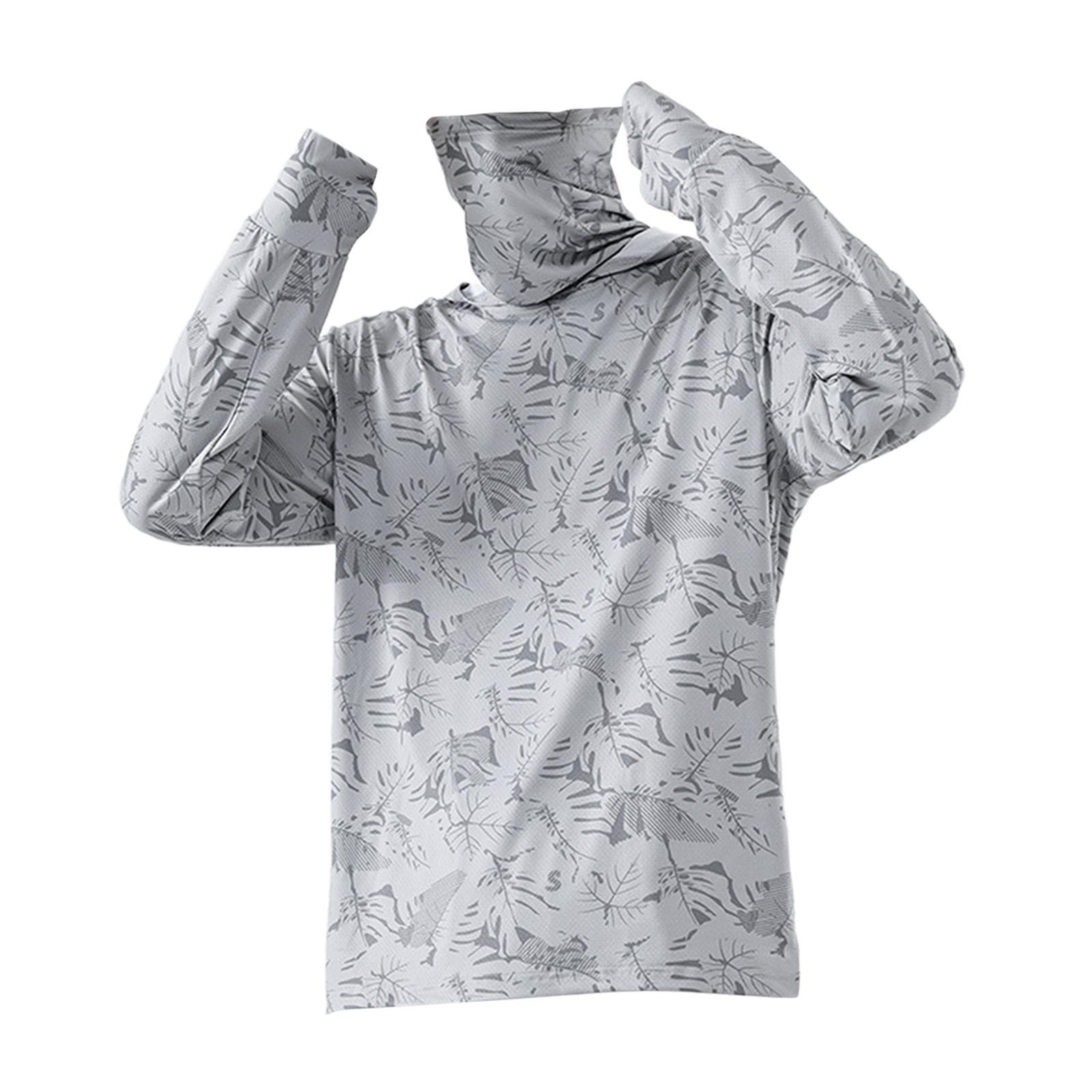 Ioensy - Sudadera Con Capucha Y Protección Solar Para Hombre, Fina Protección Contra Sarpullidos Para Pescar Al Aire Libre, Verano, Xl, Gris Claro