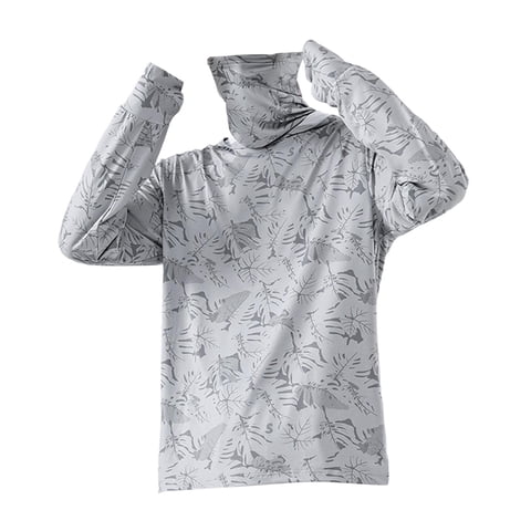 Ioensy - Sudadera Con Capucha Y Protección Solar Para Hombre, Fina Protección Contra Sarpullidos Para Pescar Al Aire Libre, Verano, Xl, Gris Claro