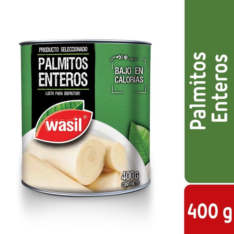 Palmitos Enteros Tarro Drenado 220 g - Neto 400 g Wasil
