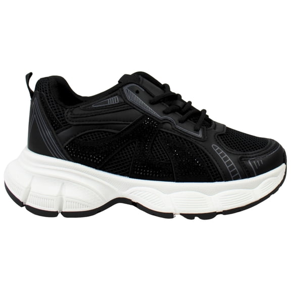 Zapatillas Chunky de Mujer con Brillos PG5249 Negro