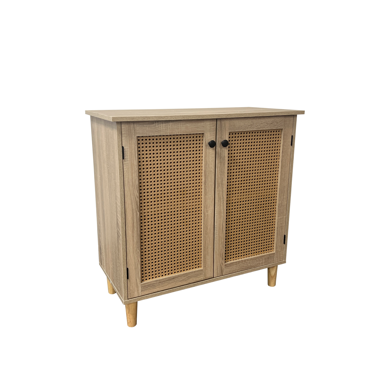 Klik Muebles - Cómoda 2 Puertas Con Rattan - Madera Clara