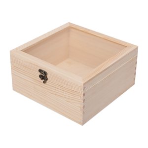 Magideal - Caja De Madera Caja De Exhibición De Joyería Caja De Almacenamiento Con Cubierta De Vidrio Vintage Decorativo Diy Exhibición De Flores Organizador De , 23Cmx23Cmx12Cm